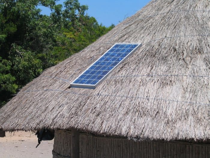 solar panel on hut roof