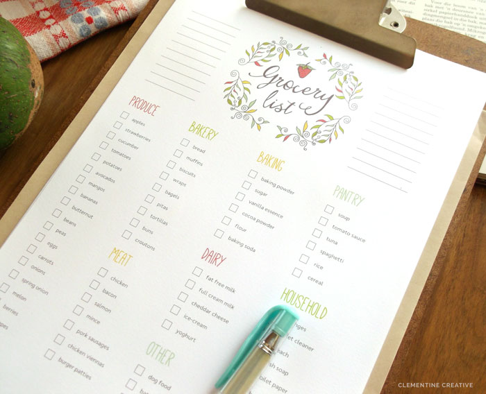 free printable grocery list - a fillable PDF file