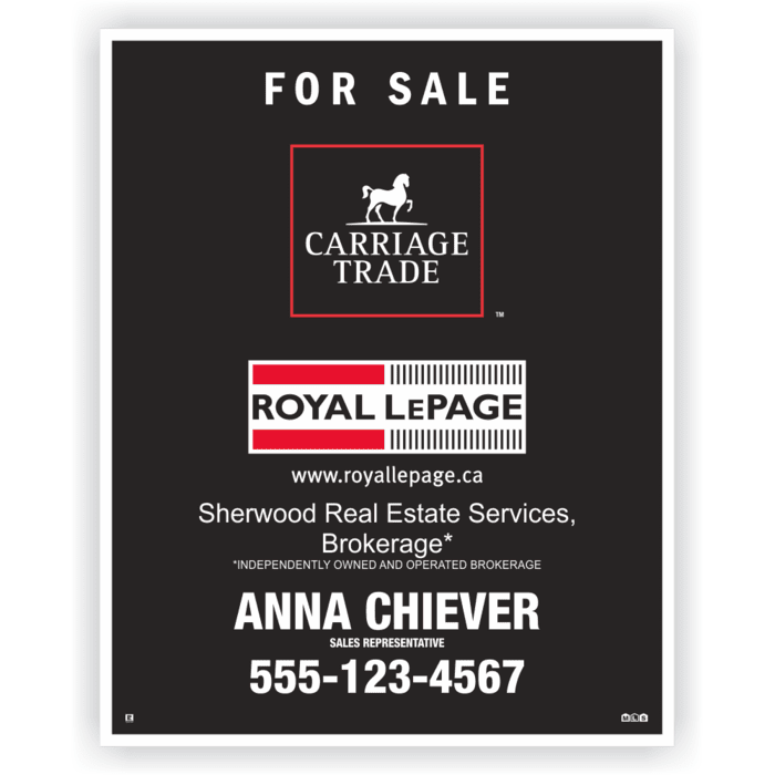 Royal LePage Carriage For Sale Sign 24"w x 30"h