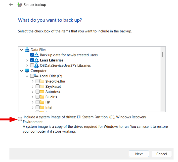 Include System Image in Backup