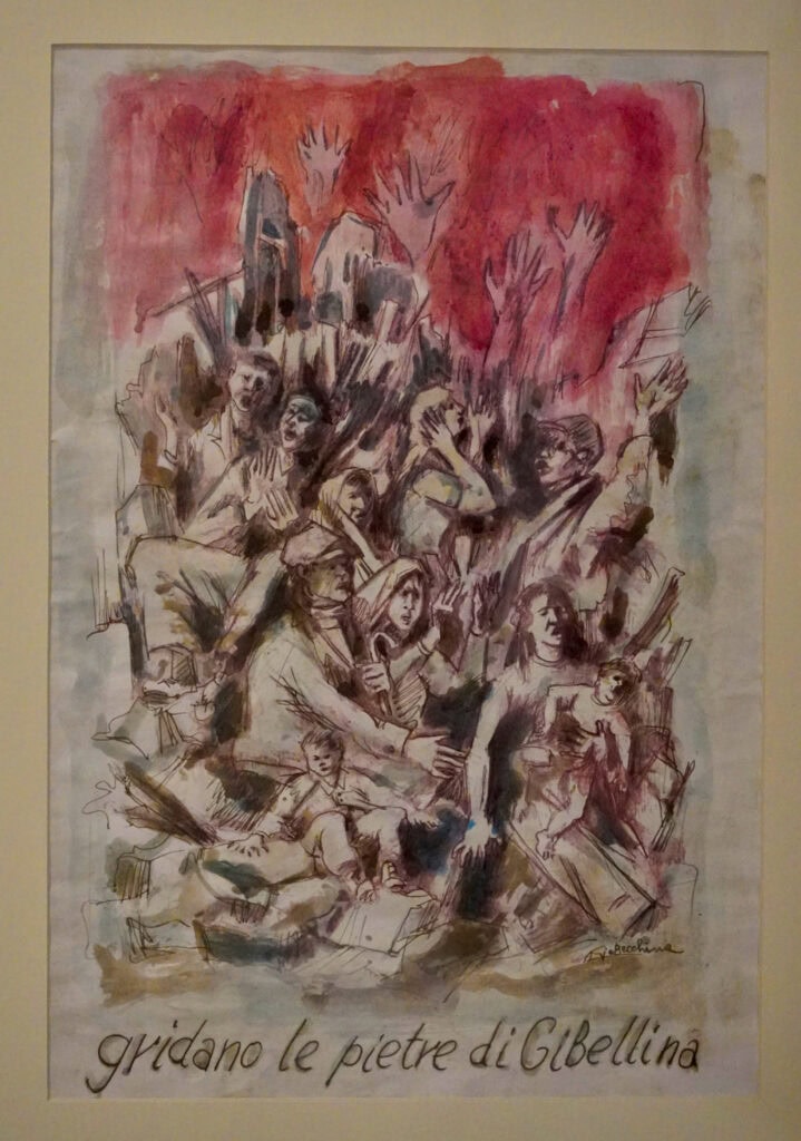 Gianbecchina, sketch of Gridano le Pietre di Gibellina, Museum of Contemporary Art, MAC Gibellina, Sicily, Italy - Experiencing the Globe