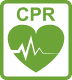 CPR icon with pulse through heart