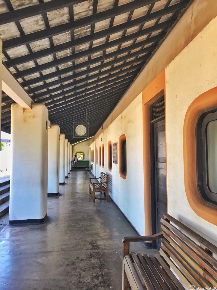 corridors of bentota railway station that resembles train cabin