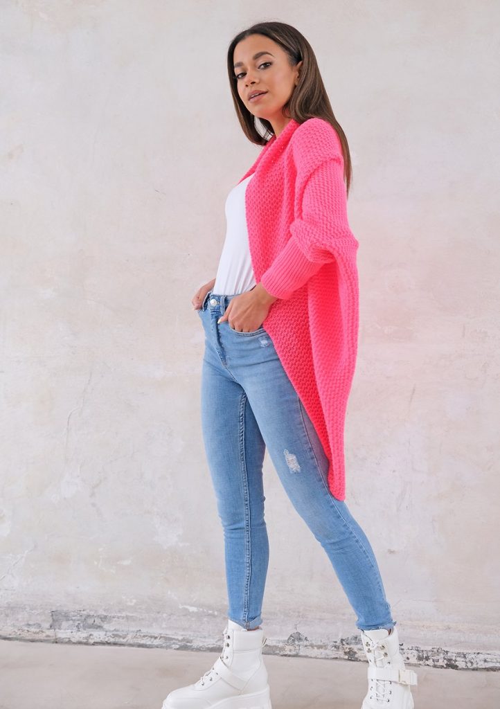 Sweter narzutka OVERSIZE ILM A01 Neonowa Fuksja