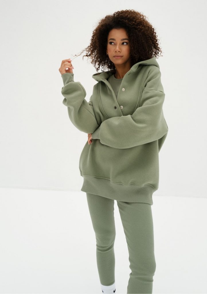 Raven - Bluza oversize z kapturem Olive