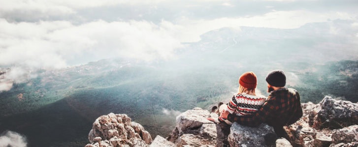 Sitting on top of a mountain