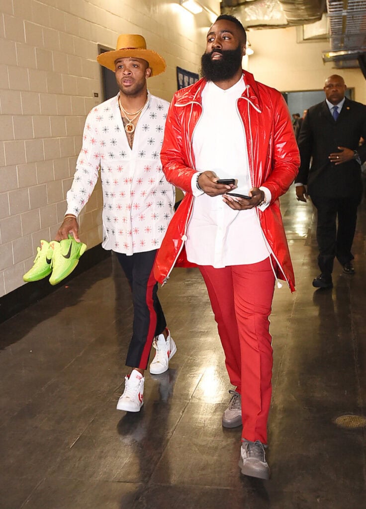 James Harden and P. J. Tucker attend the Valentino Menswear News Photo -  Getty Images