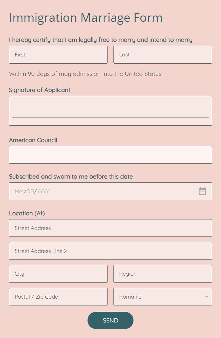 Immigration Marriage Form Template