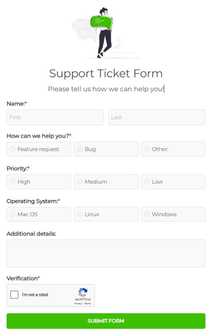 support ticket form