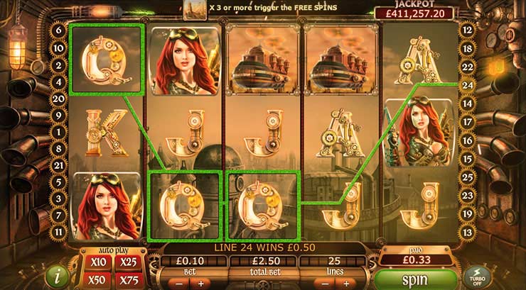 777 Casino free spins on Staempunk Nation