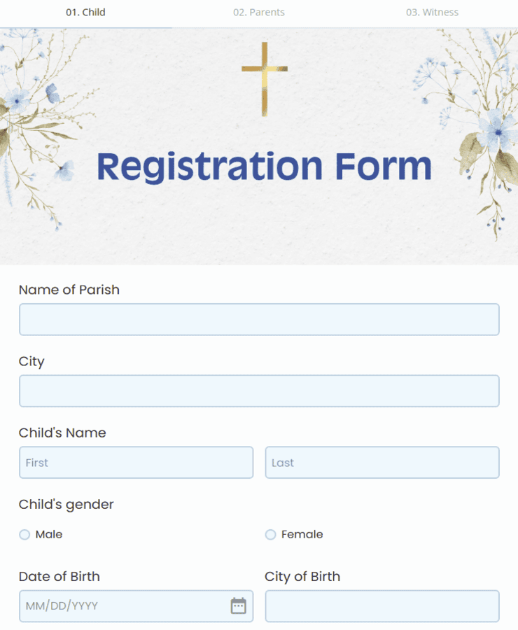 Baptism Registration Form Template