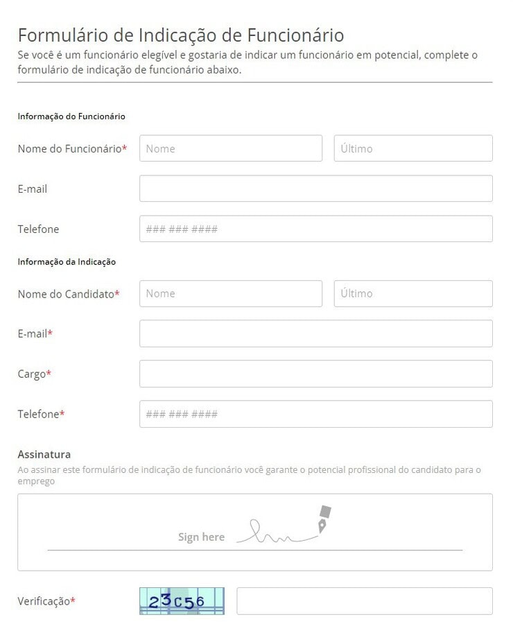 formulario de indicacao de funcionario