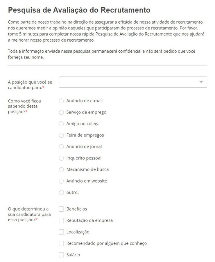 pesquisa de avaliacao de recrutamento