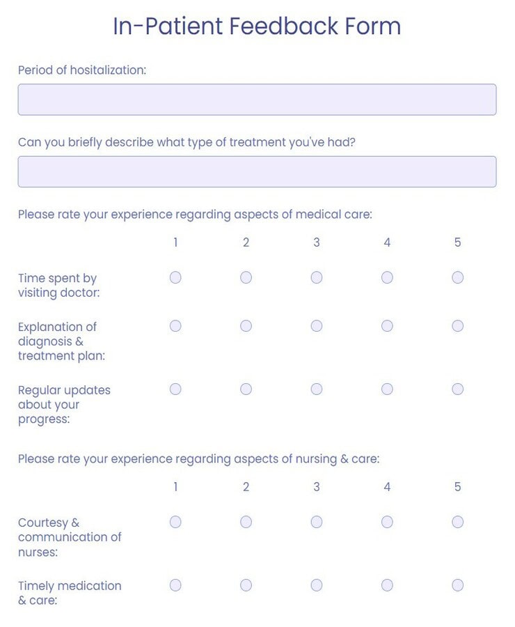 Medical Appointment Feedback Form Template 123FormBuilder