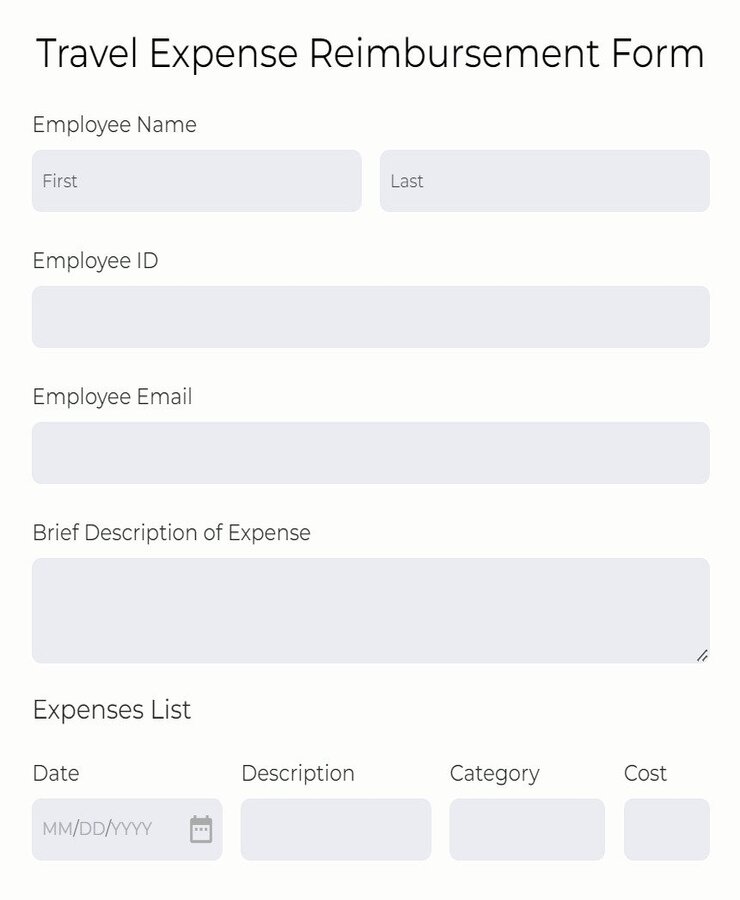travel expense reimbursement form