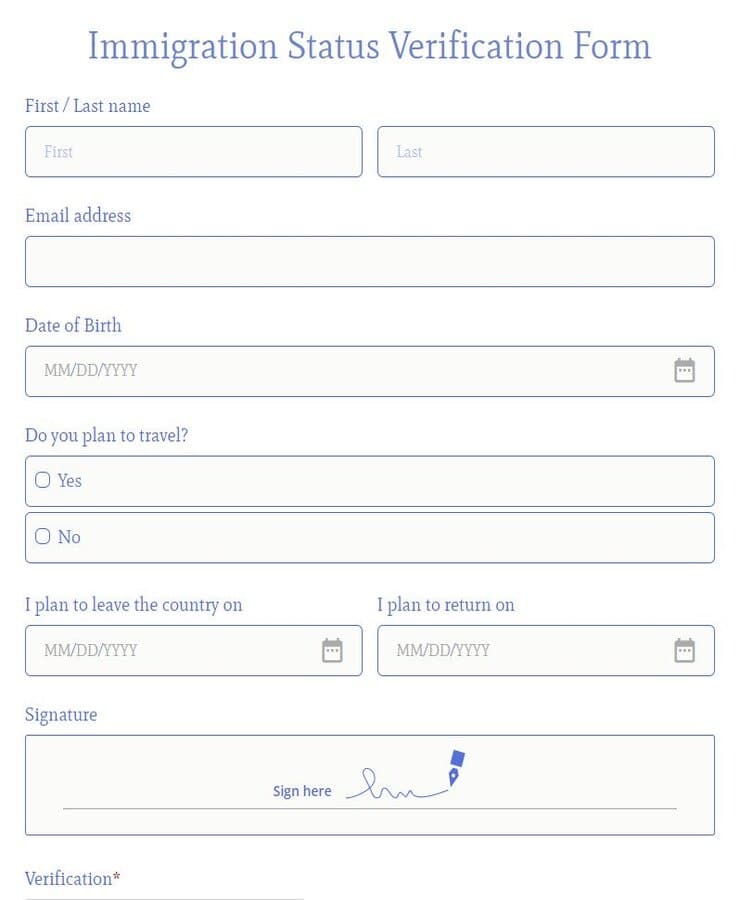immigration status verification form