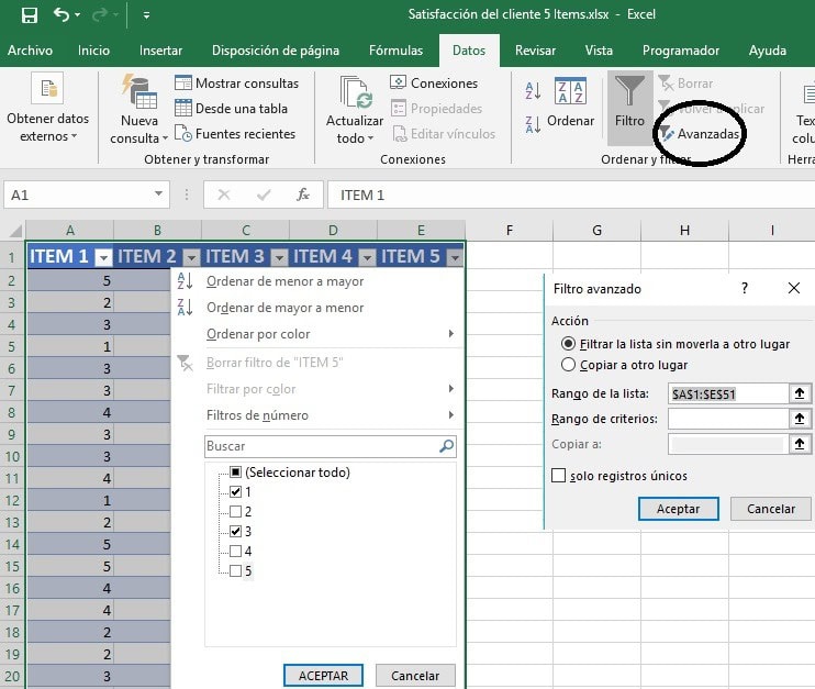 Filtros en la base de datos