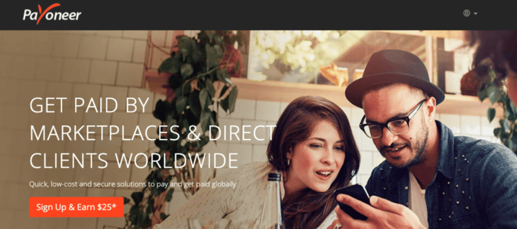 Sign up for payoneer and get $25