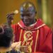 Maryknoll Father John Siyumbu distributes Communion during his ordination to the priesthood at the Maryknoll Society Center in Maryknoll, N.Y., June 3, 2022. Cardinal Luis Antonio Tagle, prefect of the Congregation for the Evangelization of Peoples, celebrated the ordination Mass. Father Siyumbu, who is from Bungoma, Kenya, is the first seminarian from East Africa to be ordained a Maryknoll priest. He will serve in Latin America. (OSV News photo/Gregory A. Shemitz)
