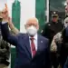 FILE - Leader of Tunisia's Islamist Ennahda party House Speaker Rached Ghannouchi, center, flashes a victory sign as he arrives for questioning at the judicial police headquarters in Tunis, Tunisia, April 1, 2022. (AP Photo/Hassene Dridi, File)