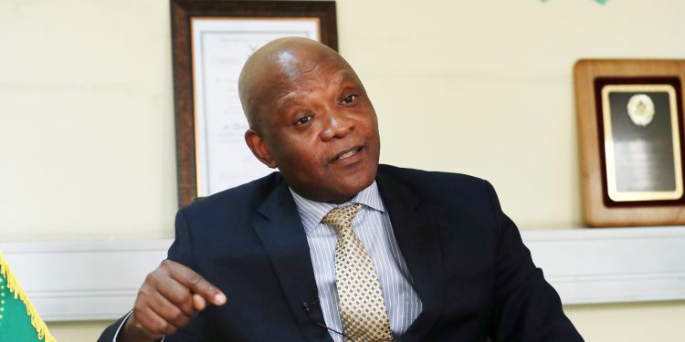 John Nkengasong, Africa's Director of the Centers for Disease Control (CDC), speaks during an interview with Reuters at the African Union (AU) Headquarters in Addis Ababa, Ethiopia March 11, 2020. Picture taken March 11, 2020. REUTERS/Tiksa Negeri