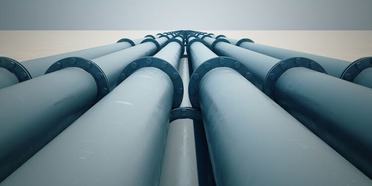 20038754 - pipeline transportation is most common way of transporting goods such as oil, natural gas or water on long distances.