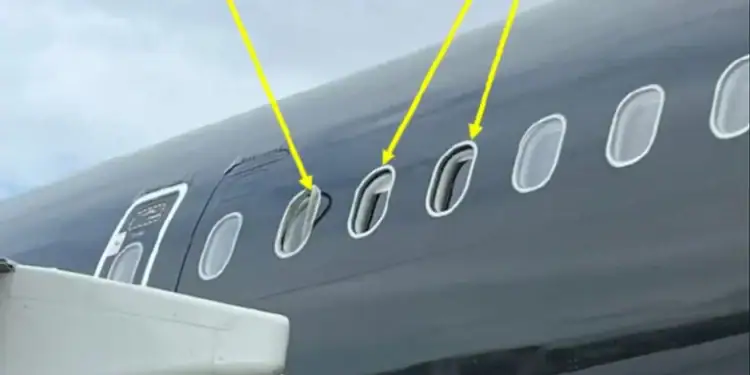 After landing, the flight crew inspect the aircraft from the outside and noticed that it was missing two windowpanes while a third was dislodged. The cabin was pressurized normally through the entire flight, according to the report. (United Kingdom Air Accidents Investigation / Fox News)