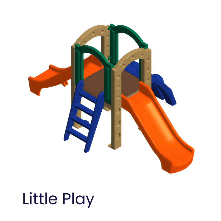 Imagem de playground infantil com escorregador e escada de cores vibrantes, ideal para atividades ao ar livre e diversão das crianças.