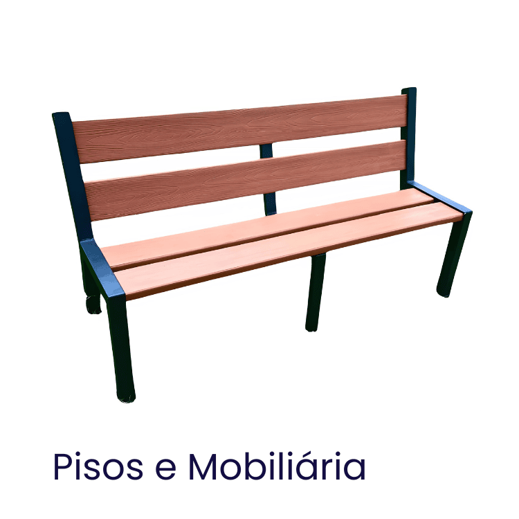 Banco de madeira com estrutura metálica, ideal para ambientes internos e externos, na categoria de pisos e mobília.