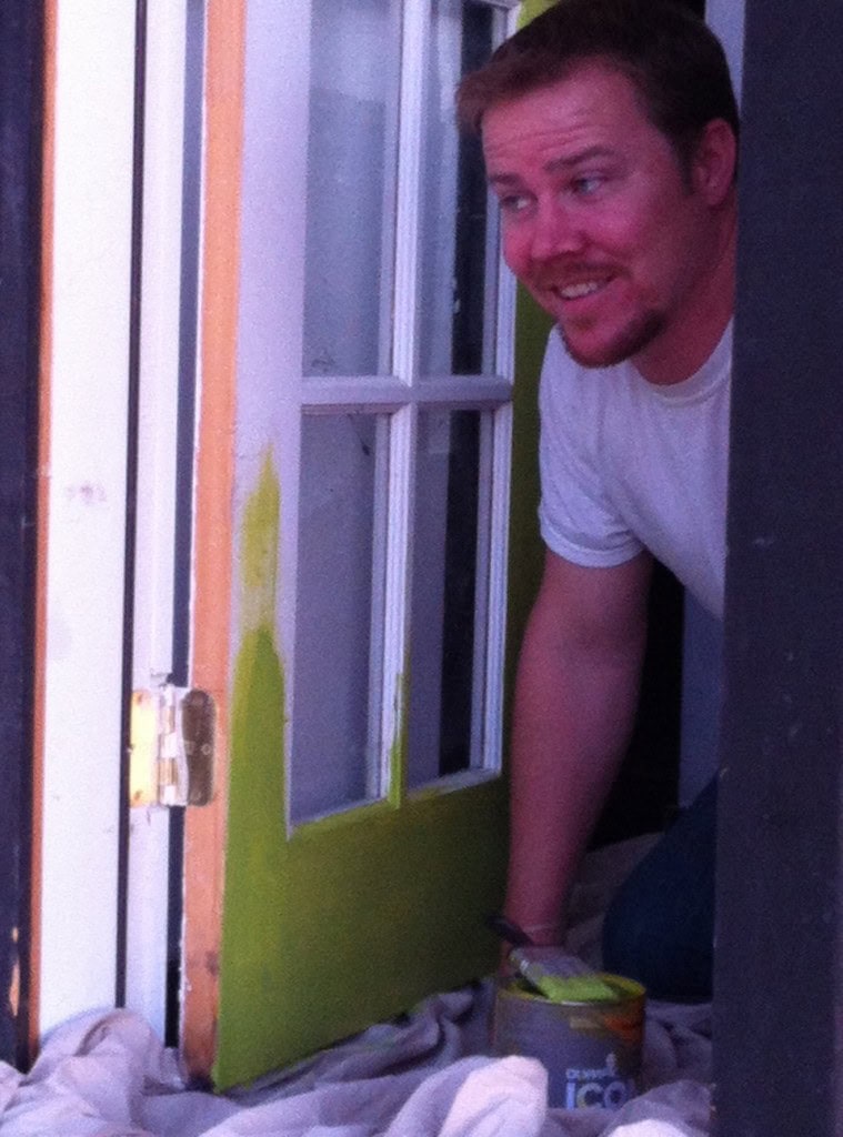 And BOOM!  James puts the first coat on! 