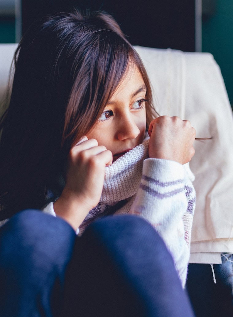 A worried and sad child
