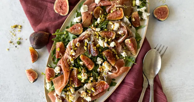 Fig & Prosciutto Salad with Goat Cheese and Pistachios