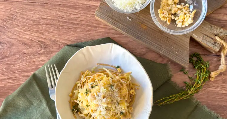 Caramelized Cabbage Pasta with Hazelnuts