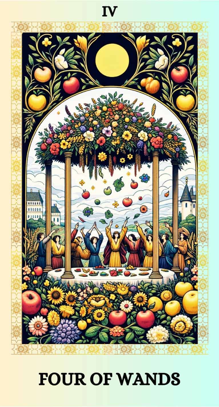 four of wands tarot cards design