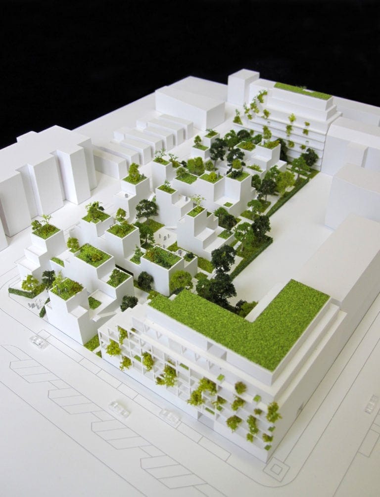 maquette blanche de Noue Caillet à Bondy par Maud Caubet architecte