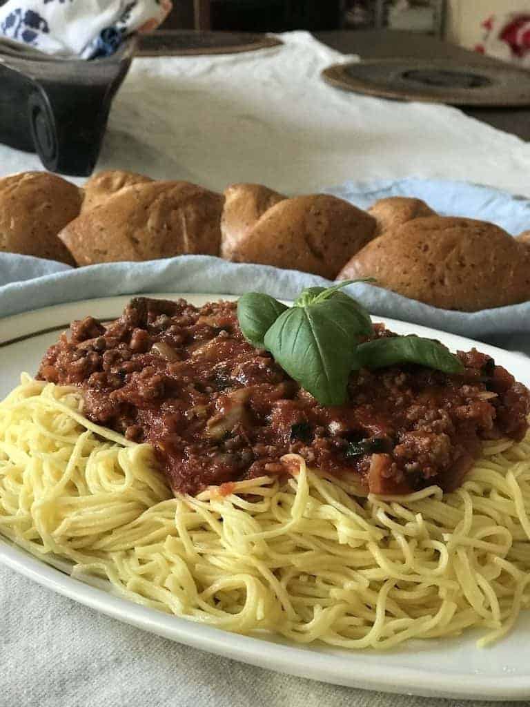 Plate of spaghetti sauce