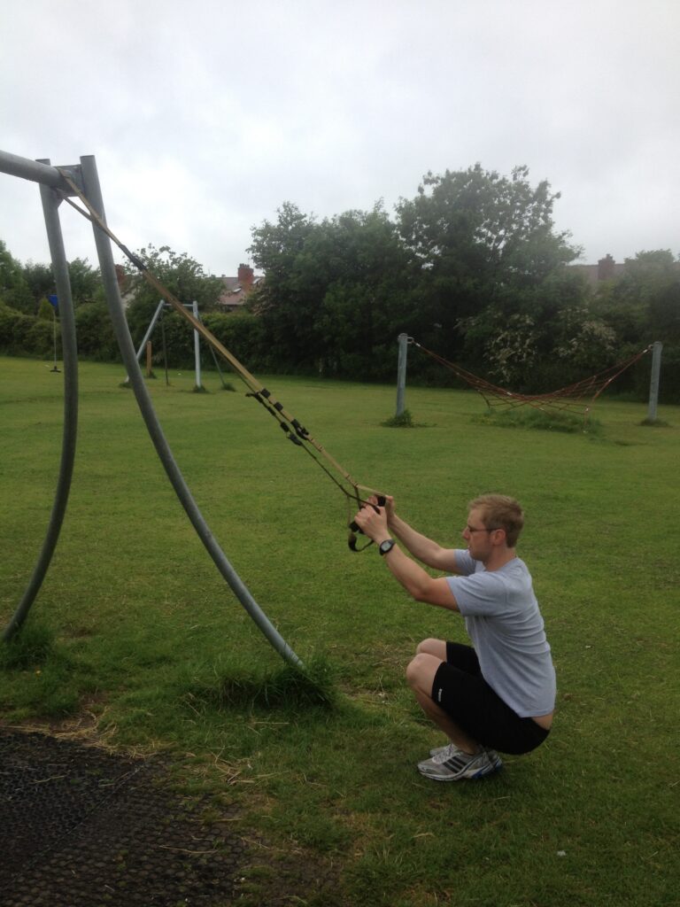 Man working out at park