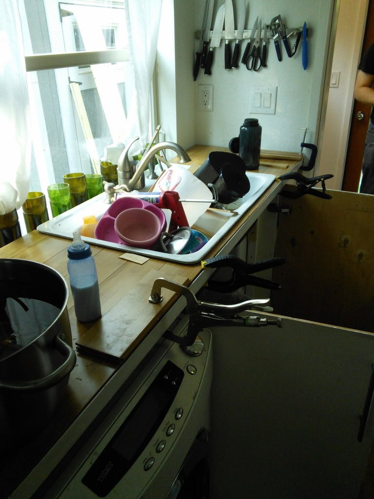 And the counters underway... I used the same bamboo and made it look like it was running up and over the counter.