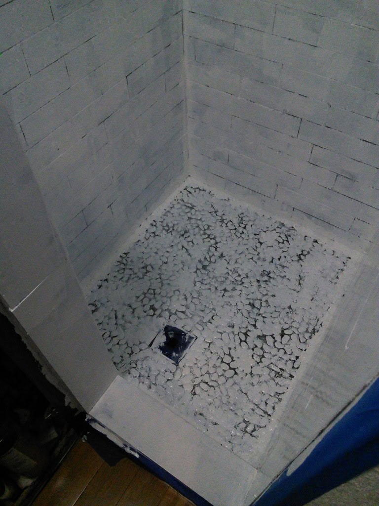 But I was glad I bought enough to do 4-6 coats, thinking they were a bit light on the estimate... turns out I only bought enough for 3 coats max though.  The box said it would do a shower stall and tub... I had less than that area so I assumed each box would do 1.5-2 coats... each box BARELY did one full coat because all of the brushes I went through, that disintegrated while full of paint, becoming unusable and wasting that paint!  there was a little bit of panic 