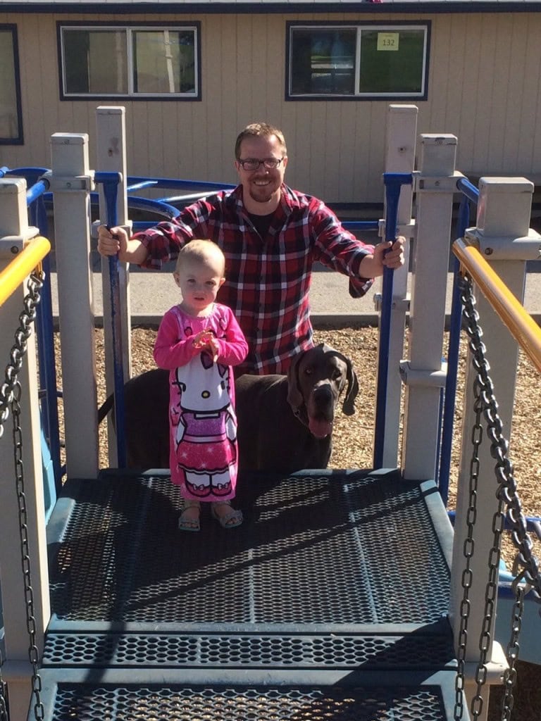 Bouncing around on the playground, I've tried swings, trampoline, open for suggestions :)