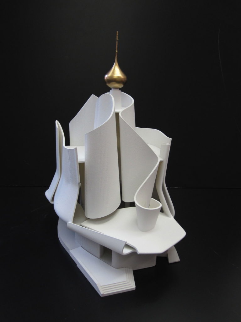 maquette de concours pour l'église orthodoxe et centre culturel par Frédéric Borel au 1/200ème