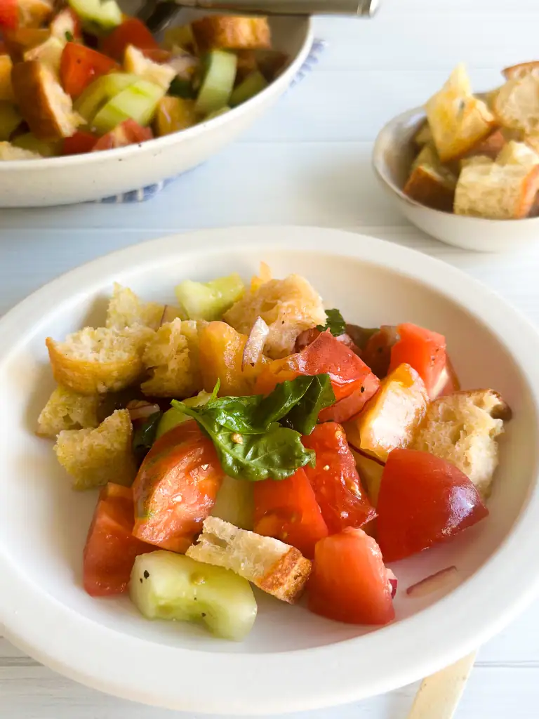 Panzanella Salad in a plate