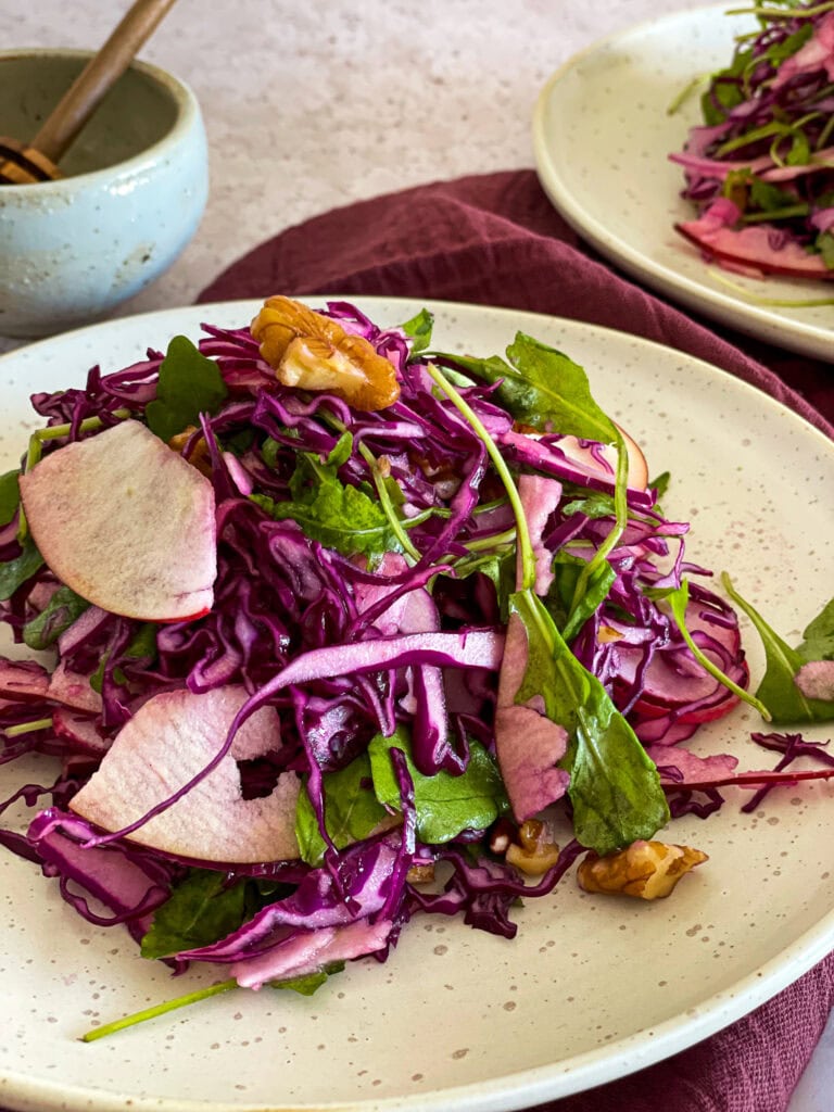 Red Cabbage and Apple Slaw plated