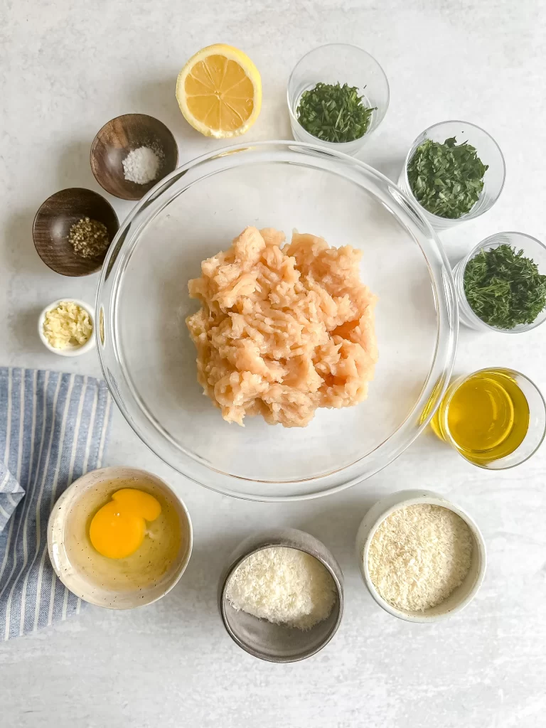 Ingredients to make chicken meatballs recipe