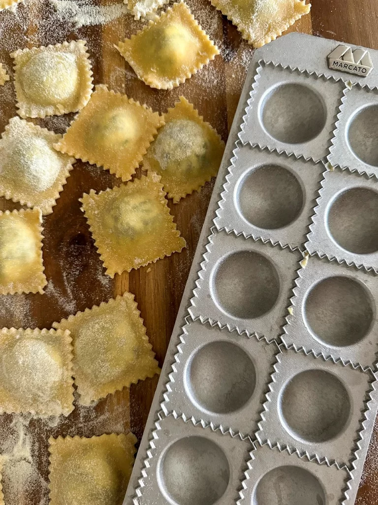 Ravioli made with ravioli mold