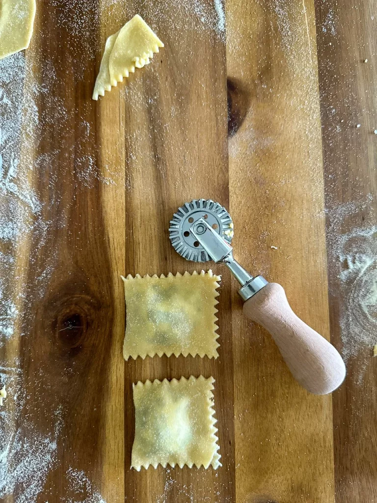 ravioli made with pasta cutter