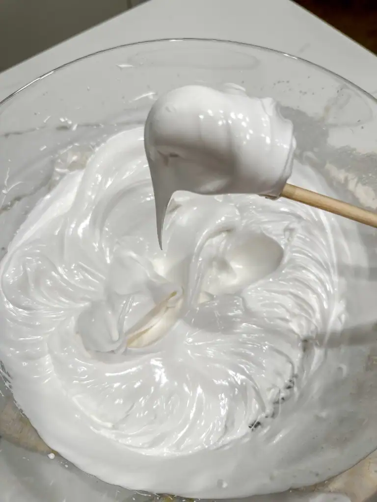 glossy egg white in a bowl