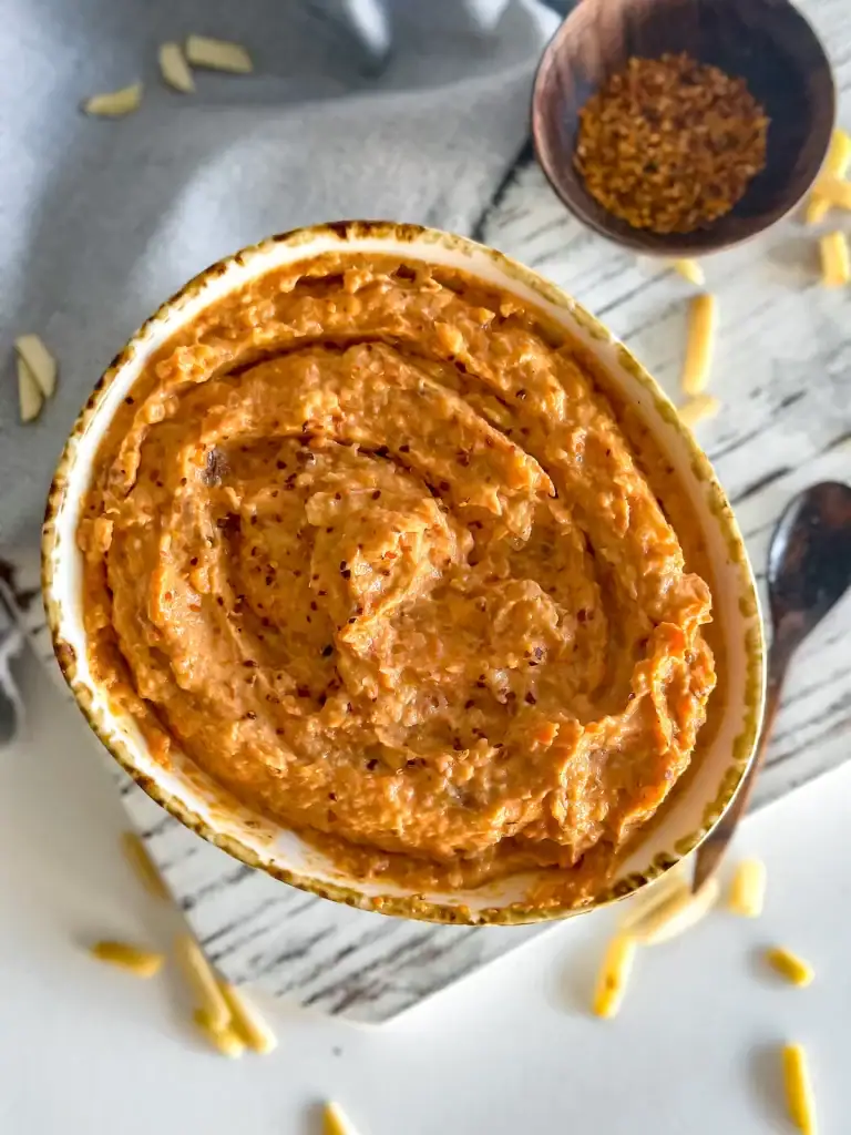 Roasted Red Pepper Pesto in a bowl