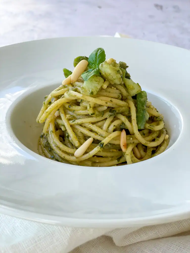 Pasta with homemade pesto