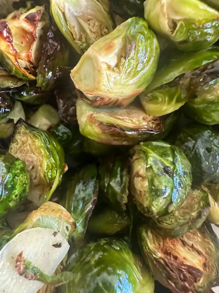 Crispy Air Fryer Brussels Sprouts close up